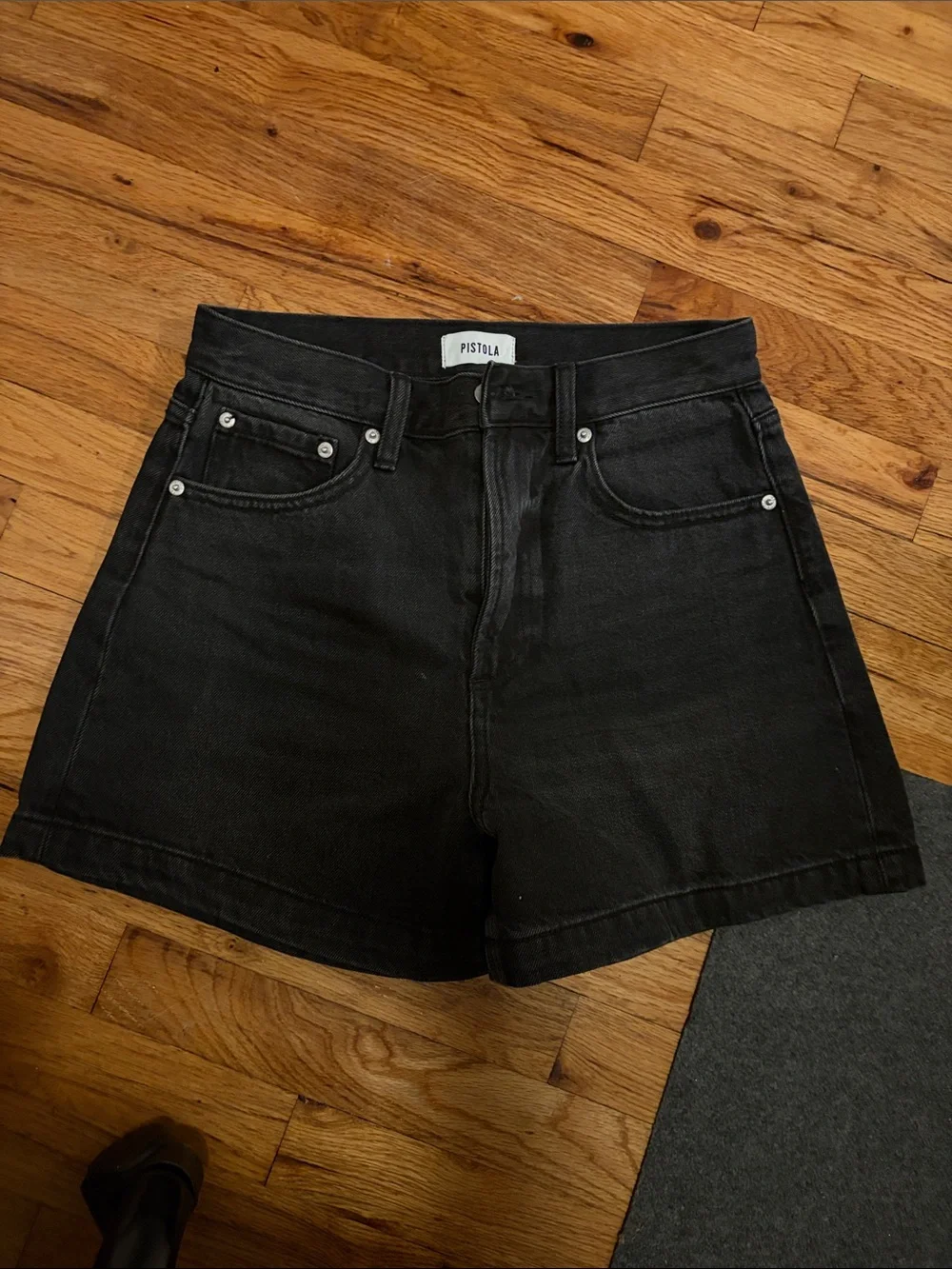 pistola Black High-Rise Denim Shorts